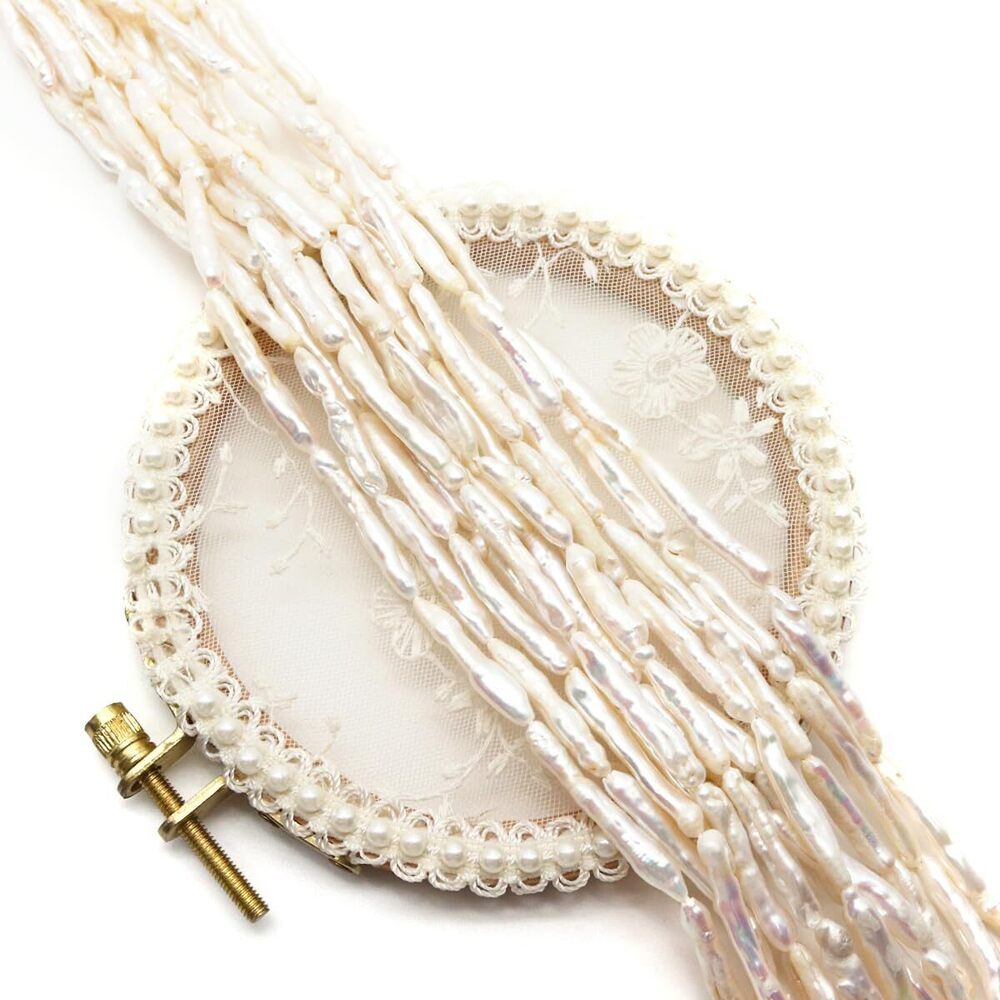 5681 Natural Pearl Beads Long Irregular Cultrued Freshwater Baroque Pearl